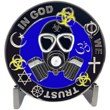 Load image into Gallery viewer, Statue of Liberty Thin Blue Line Police Task Force Biohazard Pandemic Challenge Coin CL6-17 - www.ChallengeCoinCreations.com