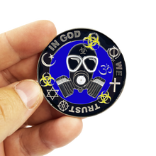 Load image into Gallery viewer, Statue of Liberty Thin Blue Line Police Task Force Biohazard Pandemic Challenge Coin CL6-17 - www.ChallengeCoinCreations.com