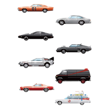 Load image into Gallery viewer, Legendary Iconic Movie TV Cars 1980 Edition 8 pins 80's set collection Knight Rider Back to the Future Mad Max Starsky and Hutch A-Team Ghost Busters James Bond Dukes of Hazzard DL11-07 - www.ChallengeCoinCreations.com