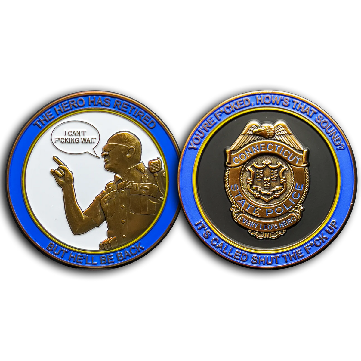Trooper Matthew Spina Retired CSP Version 7 Challenge Coin Connecticut
