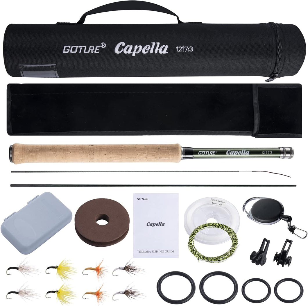 Goture Tenkara Rod Kit 12FT/3.6M Fishing Rod and Combo Tenkara Starter Rod Kit with Carry Case Telescopic Fly Fishing Rod for Streams, Trout, Bass, Crappie,...