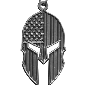 Gladiator Patriot American Flag Spartan Helmet Keychain Military Veteran Antique Nickel GHKB-1H KC-044