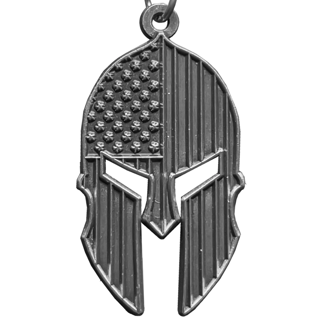 Gladiator Patriot American Flag Spartan Helmet Keychain Military Veteran Antique Nickel GHKB-1H KC-044