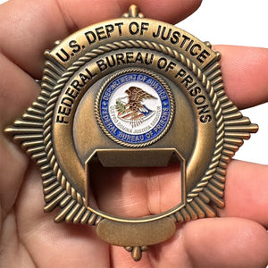 BOP DOJ Bureau of Prisons Thin Gray Line Corrections Challenge Coin Correctional officer Folger Adam Keys Bottle Opener GL4-005