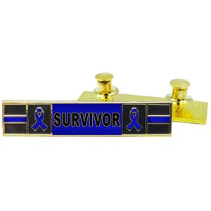 Thin Blue Line Ribbon Liver Prostate and Stomach Cancer Survivor commendation bar pin Police Style Awareness Month PBX-008-3 P-246