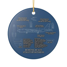 Load image into Gallery viewer, Boeing B-52H Stratofortress Blueprint Christmas Holiday Ornament Sublimated Ceramic