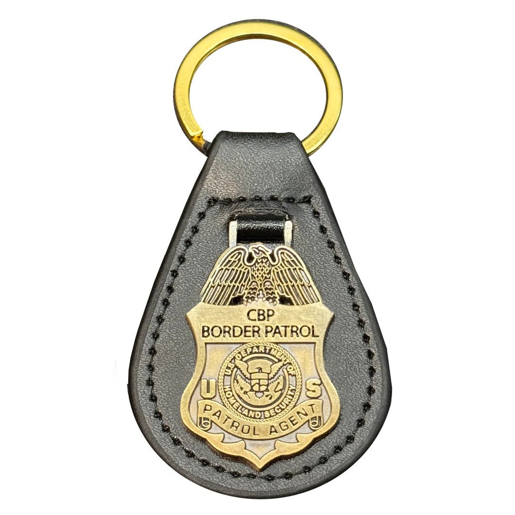 CBP Border Patrol Agent Mini Shield BPA challenge coin leather keychain EL14-012 KCDT-16
