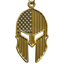 Load image into Gallery viewer, Gladiator Patriot American Flag Spartan Helmet Keychain Military Veteran Antique Bronze GHKB-1G KC-043