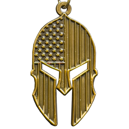 Gladiator Patriot American Flag Spartan Helmet Keychain Military Veteran Antique Bronze GHKB-1G KC-043
