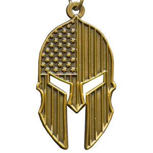 Gladiator Patriot American Flag Spartan Helmet Keychain Military Veteran Antique Bronze GHKB-1G KC-043