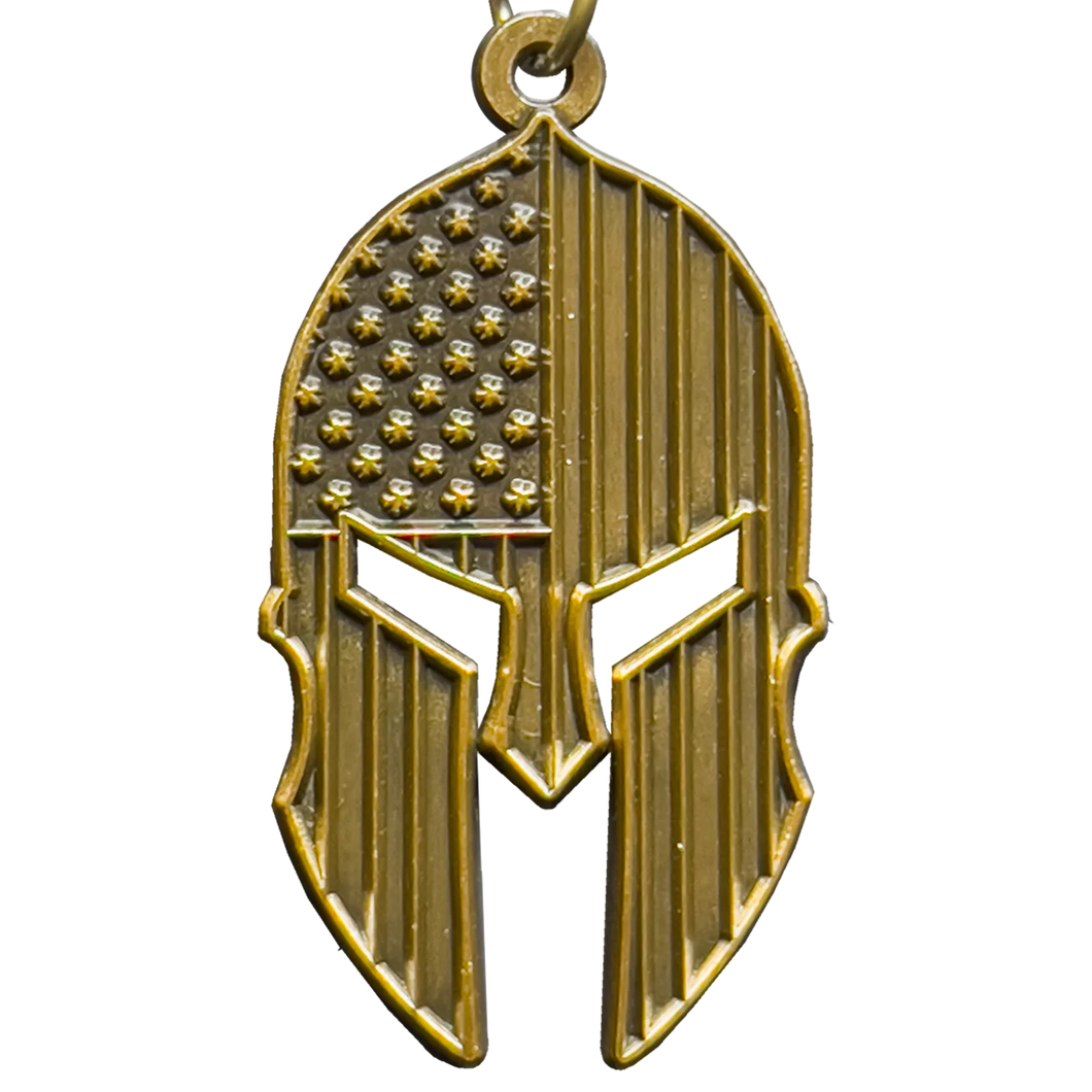 Gladiator Patriot American Flag Spartan Helmet Keychain Military Veteran Antique Bronze GHKB-1G KC-043