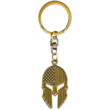 Load image into Gallery viewer, Gladiator Patriot American Flag Spartan Helmet Keychain Military Veteran Antique Bronze GHKB-1G KC-043