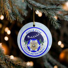 Load image into Gallery viewer, North Pole Police Department Thin Blue Line Christmas Ornament 3&quot; Ceramic ICE CBP HSI Sheriff