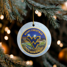 Load image into Gallery viewer, WVU West Viginia Mountaneers 3&quot; Ceramic Christmas Ornament SHIPS FROM THE USA MADE IN THE USA