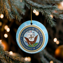 Load image into Gallery viewer, USN United States Navy Department of The Navy Holiday Christmas Ornament Midshipmen 3" Ceramic Made in the USA Ships From The USA (Copy)
