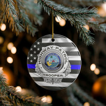 Load image into Gallery viewer, Florida Highway Patrol Badge FHP TBL Flag 3&quot; Ceramic Christmas Ornament  Made in the USA Ships From the USA