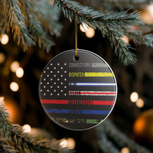 Load image into Gallery viewer, First Responders Thin Line Flag 3&quot; Ceramic Christmas Ornament Made In The USA Ships From The USA