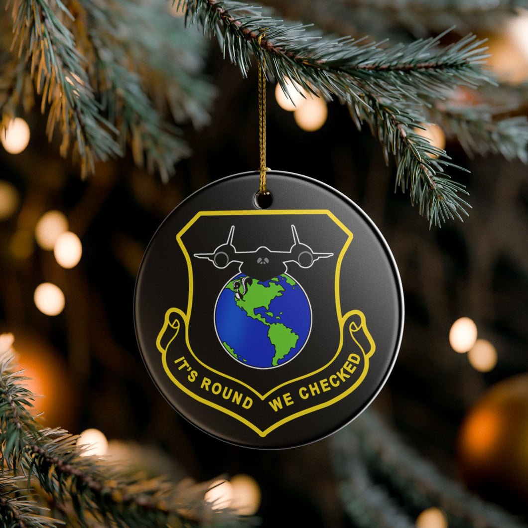 Funny SR-71 It's Round We Checked Holiday Christmas Ornament 3