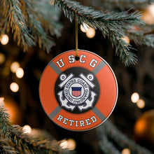 Load image into Gallery viewer, USCG Retired Coastie 3" Ceramic Christmas Ornament Made In The USA Ships From The USA