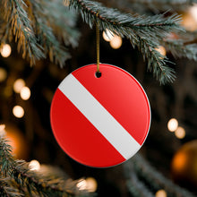 Load image into Gallery viewer, Classic SCUBA Dive Diver Down Flag 3" Ceramic Christmas Ornament Made In The USA Ships From The USA