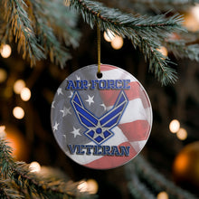Load image into Gallery viewer, United States Air Force Veteran USAF 3" Ceramic Christmas Ornament Made In The USA Ships From The USA