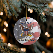 Load image into Gallery viewer, United States Navy Veteran 3" Ceramic Christmas Ornament USN Made In The USA Ships From The USA