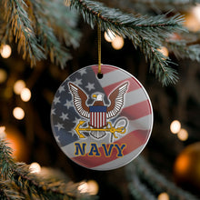 Load image into Gallery viewer, United States Navy 3" Ceramic Christmas Ornament USN Made In The USA Ships From The USA
