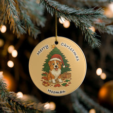 Load image into Gallery viewer, Aussie Australian Shepherd Red Merle 3&quot; Ceramic Holiday Christmas Ornament Made in The USA Ships From the USA