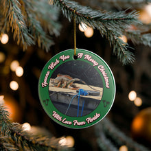 Load image into Gallery viewer, Funny Iguana Florida  3" Ceramic Christmas Ornament Made in the USA Ships from the USA