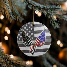 Load image into Gallery viewer, Correctional Officer Thin Grey Gray Line Flag USA Flag  3&quot; Ceramic Christmas Ornament Made in the USA Ships From The USA
