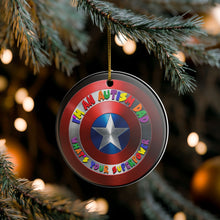 Load image into Gallery viewer, Captain America Autism Dad Superpower 3&quot; Ceramic Christmas Holiday Ornament Made In The USA Ships From The USA