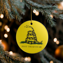 Load image into Gallery viewer, Classic Gadsden Flag Don't Tread On Me 3" Ceramic Christmas Ornament Made In The USA Ships From The USA