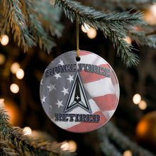 Load image into Gallery viewer, United States Space Force Retired USSF 3" Ceramic Christmas Ornament Made In The USA  Ships From The USA