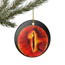 Load image into Gallery viewer, Sauron Eye Holiday Christmas Ornament Lord Of The Rings  3&quot; Ceramic Made in the USA Ships From The USA