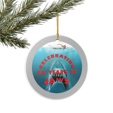 Load image into Gallery viewer, JAWS 50 Year Anniversary Holiday Christmas Ornament  3" Ceramic Made in the USA Ships From The USA