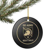 Load image into Gallery viewer, Go Army Beat Navy Holiday Christmas Ornament Black Knights 3&quot; Ceramic Made in the USA Ships From The USA
