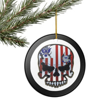 Load image into Gallery viewer, USCG Coast Guard Christmas Ornament Skull Flag  3&quot; Ceramic Made in the USA Ships From The USA