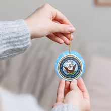 Load image into Gallery viewer, USN United States Navy Department of The Navy Holiday Christmas Ornament Midshipmen 3" Ceramic Made in the USA Ships From The USA (Copy)