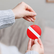 Load image into Gallery viewer, Classic SCUBA Dive Diver Down Flag 3" Ceramic Christmas Ornament Made In The USA Ships From The USA