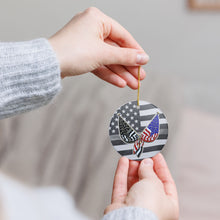 Load image into Gallery viewer, Correctional Officer Thin Grey Gray Line Flag USA Flag  3&quot; Ceramic Christmas Ornament Made in the USA Ships From The USA