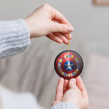 Load image into Gallery viewer, Captain America Autism Dad Superpower 3&quot; Ceramic Christmas Holiday Ornament Made In The USA Ships From The USA