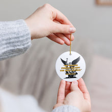 Load image into Gallery viewer, St Michael Isaiah 54:17 Bible Verse Police 3" Ceramic Single Sided Christmas Ornament Made In The USA Ships From The USA