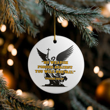 Load image into Gallery viewer, St Michael Isaiah 54:17 Bible Verse Police 3" Ceramic Single Sided Christmas Ornament Made In The USA Ships From The USA