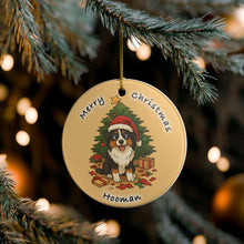 Load image into Gallery viewer, Aussie Australian Shepherd Black Tri 3&quot; Ceramic Holiday Christmas Ornament Made in The USA Ships From the USA