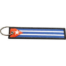 Load image into Gallery viewer, Dale Cuban Flag Cuba Pride embroidered keychain with keyring EL13-024 LKC-110