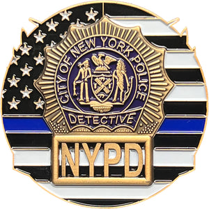 NYPD DETECTIVE New York City Police Negotiator Challenge Coin THIN BLUE LINE GL14-001