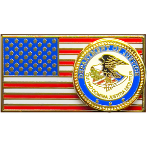 US Department of Justice DOJ Pin Justice Department American Flag Pin PBX-007-I P-252