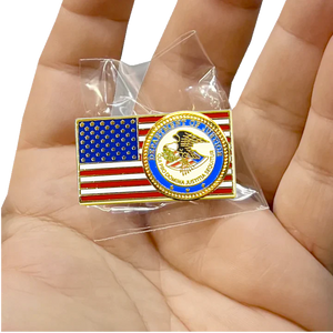 US Department of Justice DOJ Pin Justice Department American Flag Pin PBX-007-I P-252