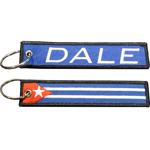 Dale Cuban Flag Cuba Pride embroidered keychain with keyring EL13-024 LKC-110