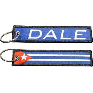 Dale Cuban Flag Cuba Pride embroidered keychain with keyring EL13-024 LKC-110